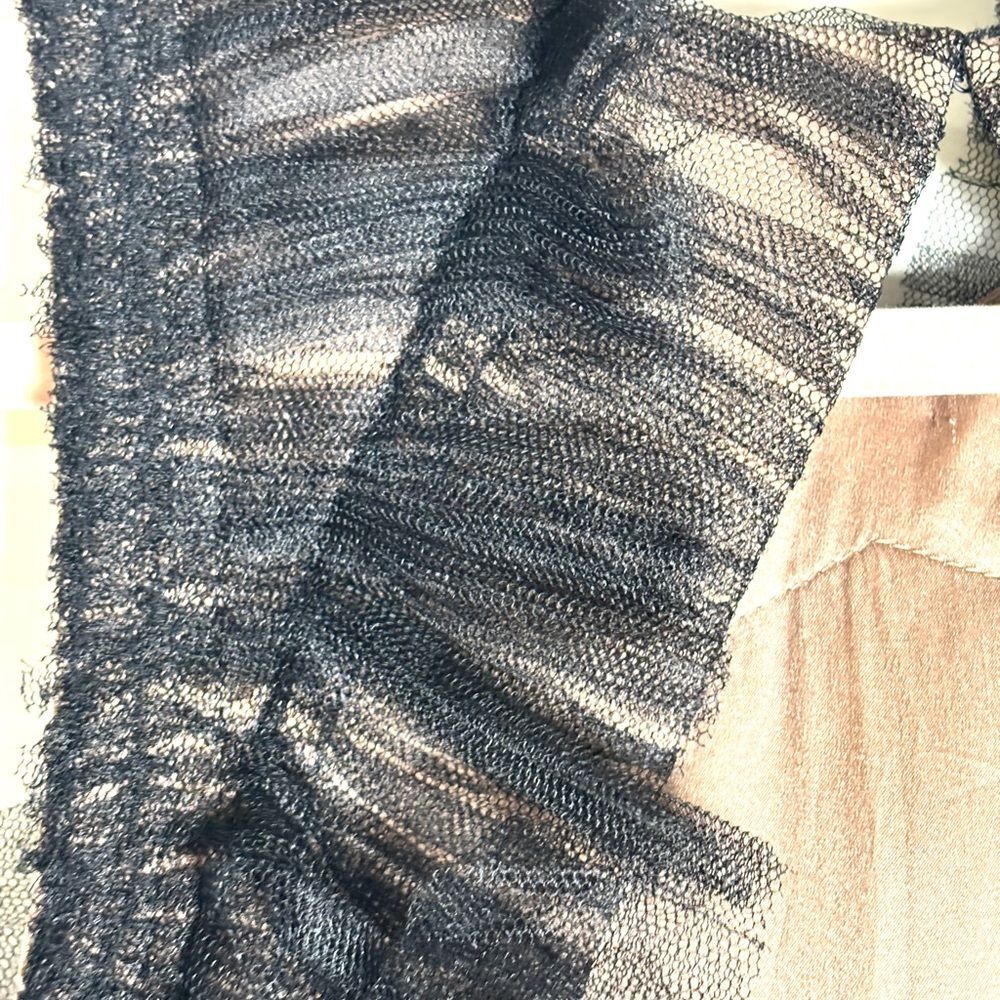 Vintage Vera Wang Sheer Tulle Mesh Top | Nude & Black Balletcore Designer Blouse - Picture 6 of 10